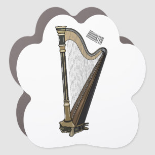 Harp cartoon illustration car magnet