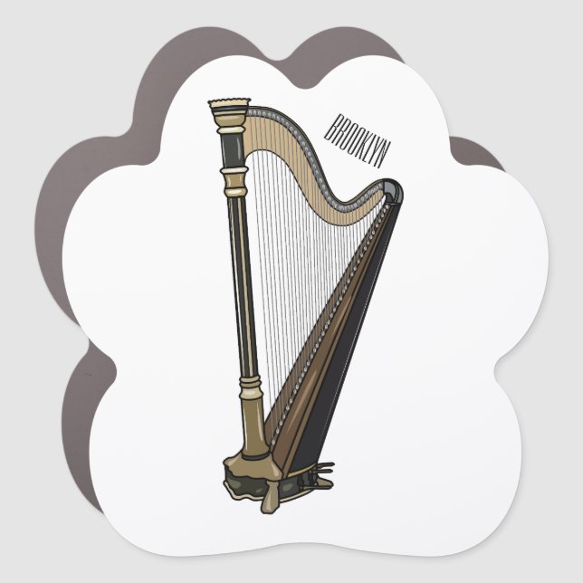 Harp cartoon illustration  car magnet (Front)