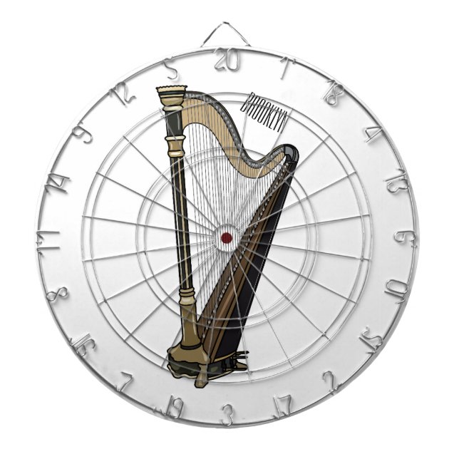 Harp cartoon illustration  dart board (Front)