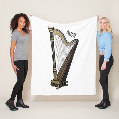 Harp cartoon illustration  fleece blanket