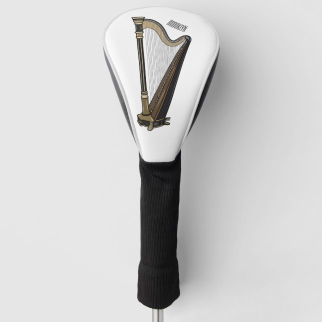 Harp cartoon illustration  golf head cover (Front)