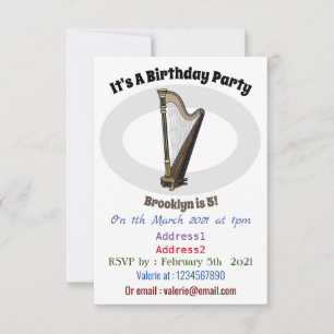 Harp cartoon illustration invitation
