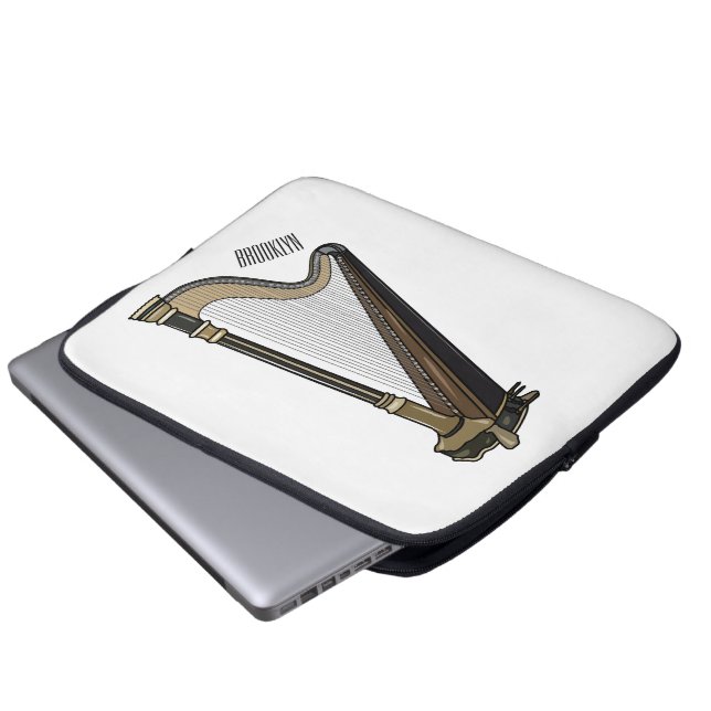 Harp cartoon illustration  laptop sleeve (Front Bottom)