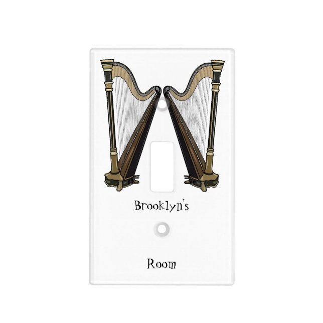 Harp cartoon illustration light switch cover (Front)