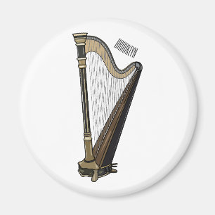Harp cartoon illustration magnet