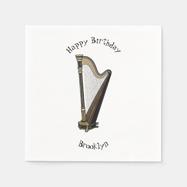 Harp cartoon illustration  napkins (Front)