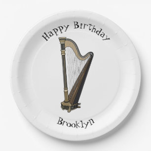 Harp cartoon illustration  paper plates