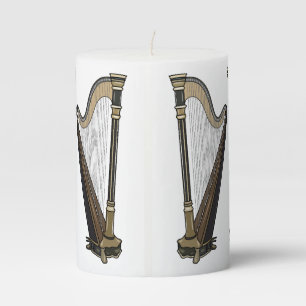 Harp cartoon illustration  pillar candle