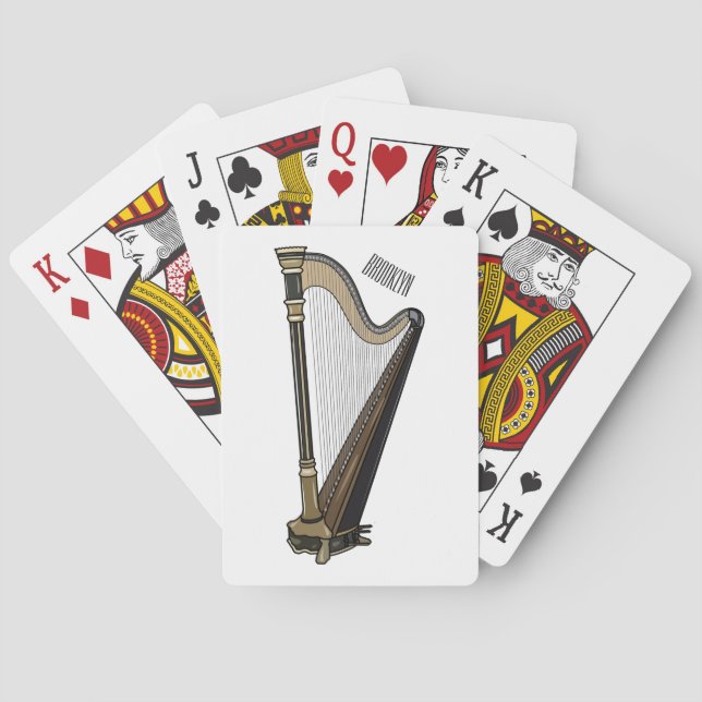 Harp cartoon illustration  poker cards (Back)