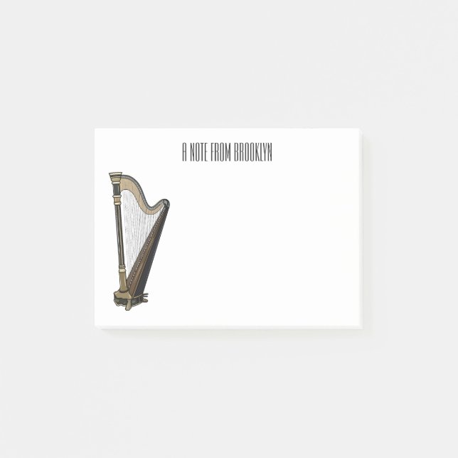 Harp cartoon illustration  post-it notes (Front)