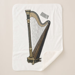 Harp cartoon illustration sherpa blanket