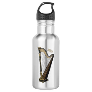 Harp cartoon illustration stainless steel water bottle