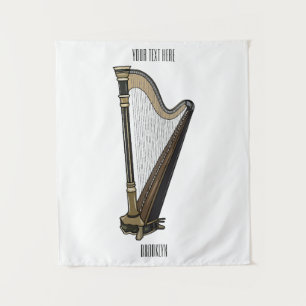 Harp cartoon illustration tapestry
