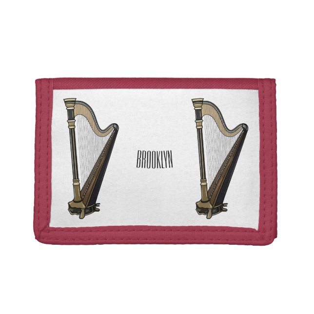 Harp cartoon illustration  trifold wallet (Front)