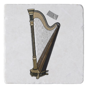 Harp cartoon illustration trivet
