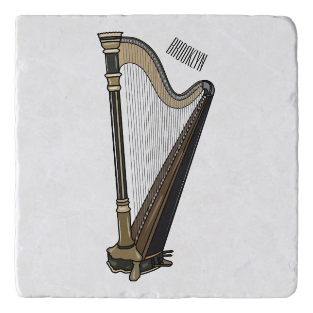 Harp cartoon illustration  trivet (Front)