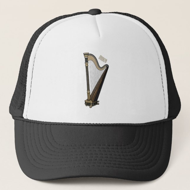 Harp cartoon illustration  trucker hat (Front)