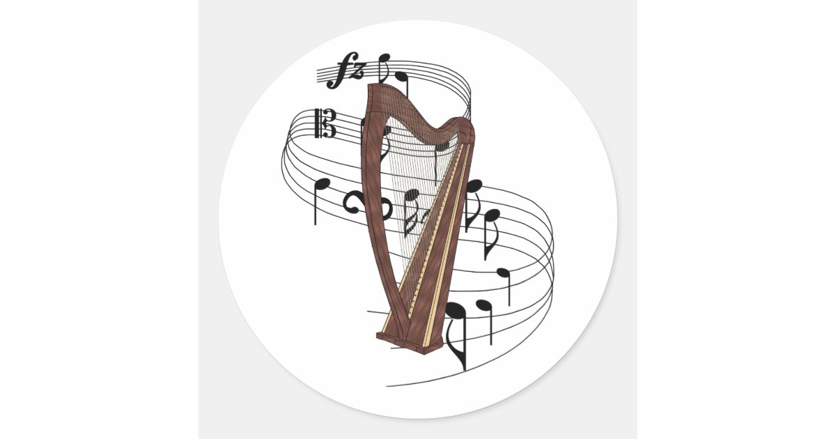 Harp Classic Round Sticker Zazzle