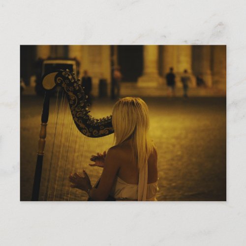 Harp classical instrument postcard