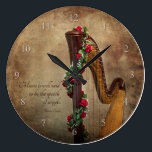 Harp Clock<br><div class="desc">This Harp Clock is a great gift for any harpist or music lover. Quote: "Music is well said to be the speech of angles."</div>