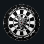 Harp Icon Dartboard with Custom Text<br><div class="desc">Black and white harp icon. Two custom text areas.</div>