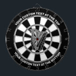 Harp Icon Dartboard with Custom Text<br><div class="desc">Black and white harp icon. Two custom text areas.</div>