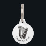 Harp Icon Pet ID Tag<br><div class="desc">Black and white harp icon with Celtic knot decoration. Custom Text.</div>