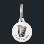 Harp Icon Pet ID Tag<br><div class="desc">Black and white harp icon with Celtic knot decoration. Custom Text.</div>