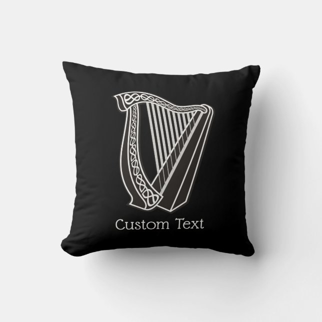 Harp Icon Throw Pillow (Front)