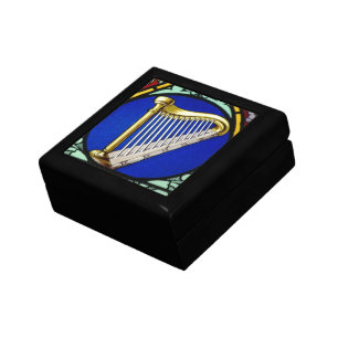 Harp in Stain Glass Box