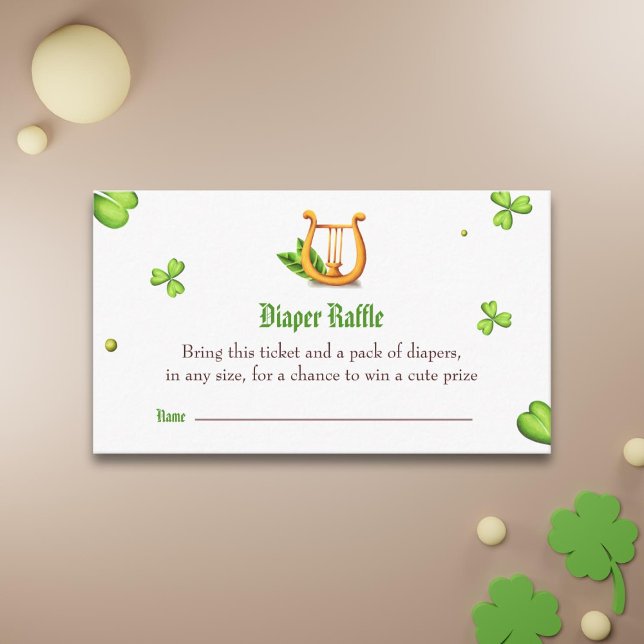 Harp Irish Baby Shower Diaper Raffle Enclosure Card (Creator Uploaded)