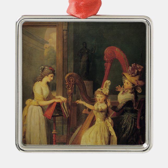 Harp lesson given by Madame de Genlis Metal Ornament (Front)