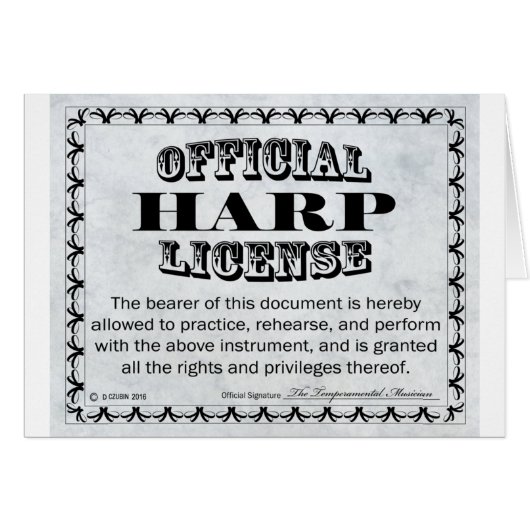 Harp License Cards (Front Horizontal)