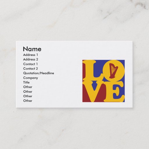 Customizable Harp Love Business Card