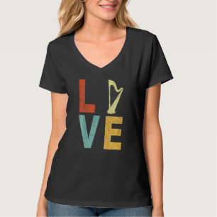 Harp Love Funny Harp Player Harpist Orchestra Retr T-Shirt