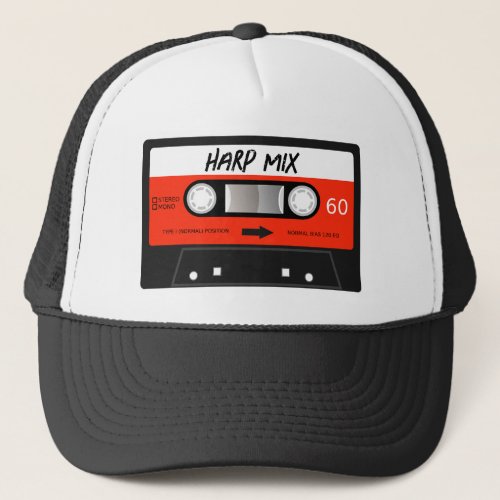 Harp Mixtape Retro Red Vintage Cassette Tape Trucker Hat