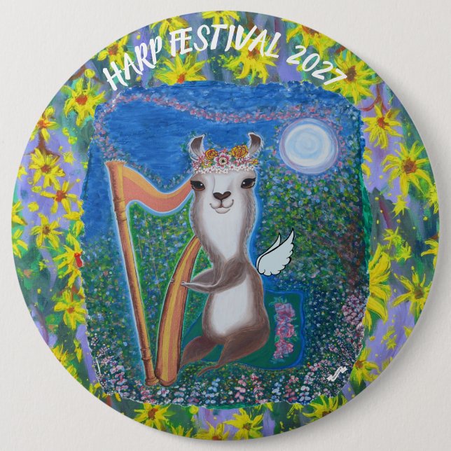 Harp Moon Angel Button (Front)