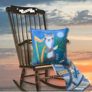 Harp Moon Angel Serenade Throw Pillow