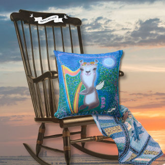 Harp Moon Angel Serenade Throw Pillow