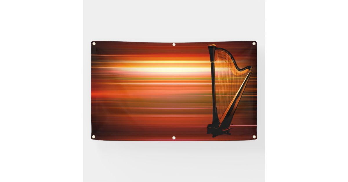 harp music banner Zazzle