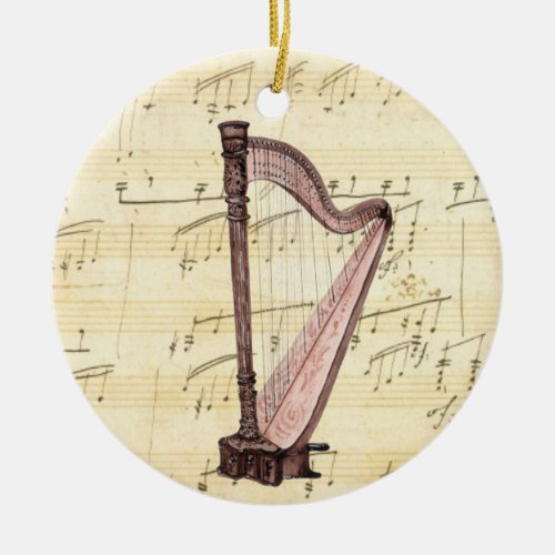 Harp Music Christmas Ornament
