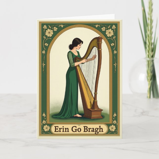 Harp Music Emerald Woman Card (Front)