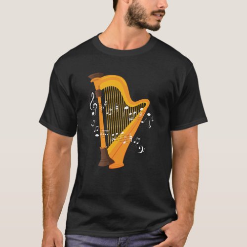 Harp Music Notes Design for Harp Musician T_Shirt