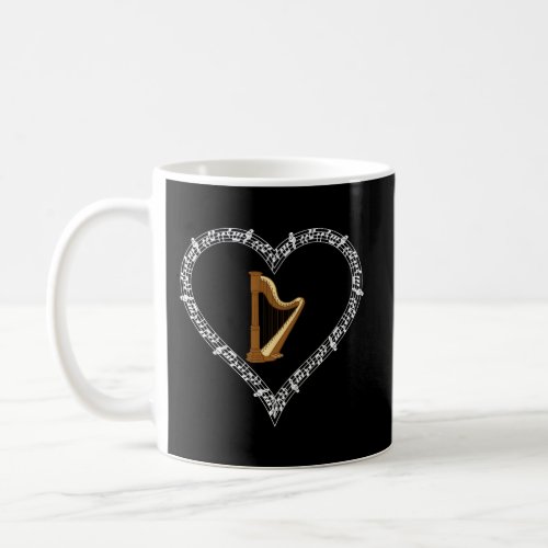 Harp Music Player Musical Notes Love Heart Ireland Coffee Mug