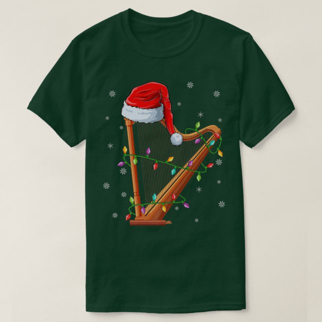 Harp Music Xmas Lighting Matching Santa Hat Harp C T-Shirt (Design Front)