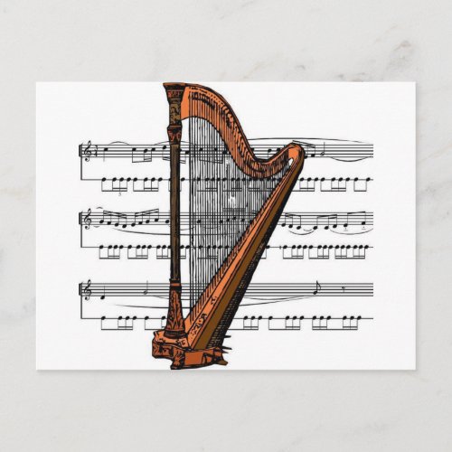 Harp musical 02 B Postcard