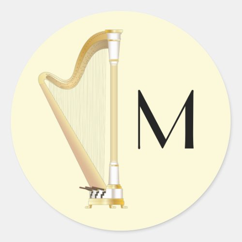 Harp Musician Music Teacher Classic Round Sticker