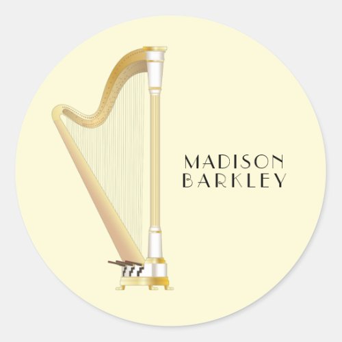 Harp Musician Music Teacher Classic Round Sticker