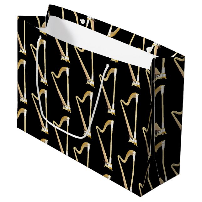 Harp Musician Music Teacher Large Gift Bag (Front Angled)