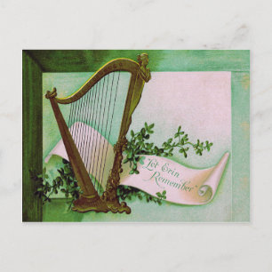 Harp of Erin Shamrock Green Postcard